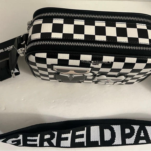 Karl Lagerfeld Black and White Checkered Crossbody Bag - Picture 14 of 16